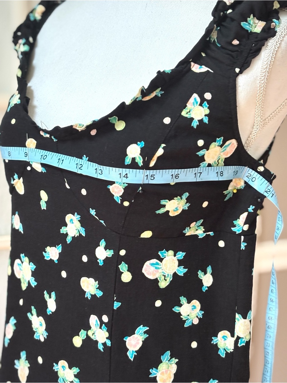 Free People Like A Lady Mini Dress Black Floral Open Back Ruffle Hem L - Picture 11 of 12
